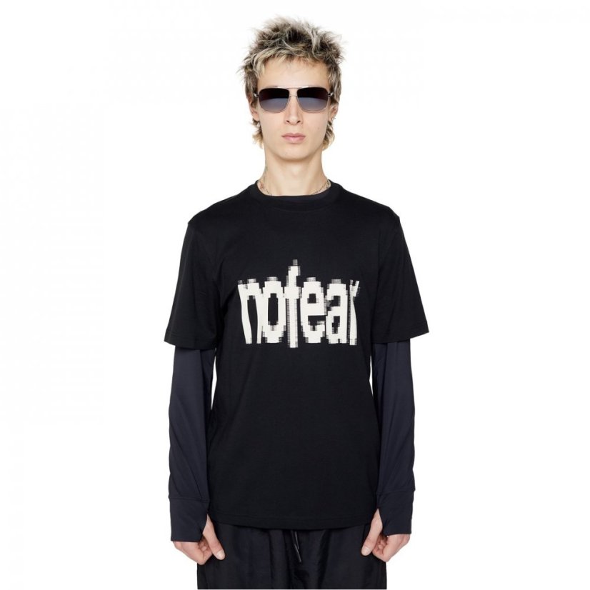 No Fear Graphic T-Shirt Black Glitch