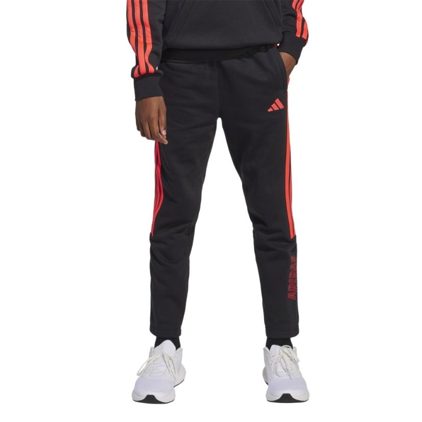adidas Unisex Kids' Hot Closed Hem Fleece Joggers Black/Lucid Red