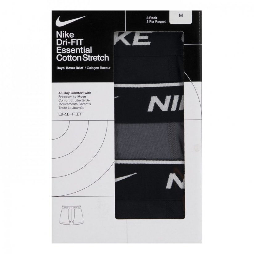 Nike Cotton Boxer Brief 3 Pack Boys Black/Grey