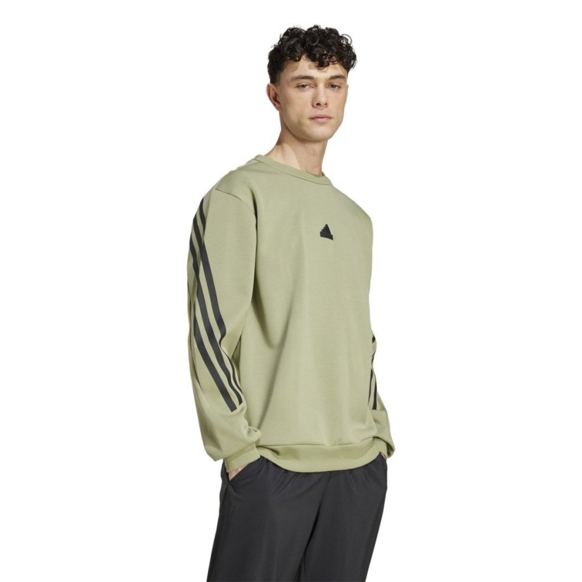 adidas Future Icons 3-Stripes Crew Sweatshirt Mens Tent Green