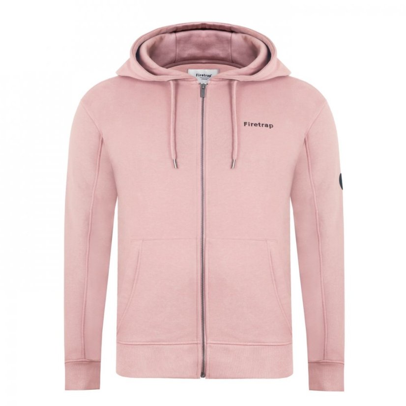 Firetrap Mens Brunel Full Zip Fleece Hoodie Dusty Pink