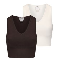 Slazenger 2pk Croptank Womens Chocolate/Sugar