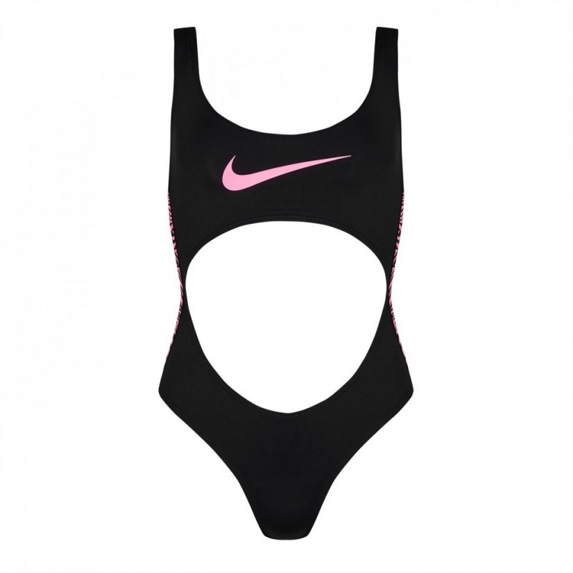 Nike Swimming Animal Tape Cut Out Swimsuit Black