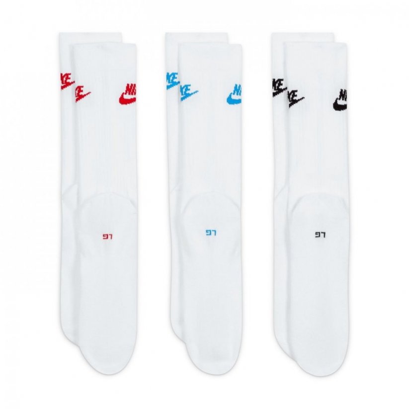 Nike 3 Pack of Essential Crew Socks White/Blue