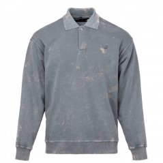 Kangol Sleeve Polo Sweatshirt Wash Dk Grey