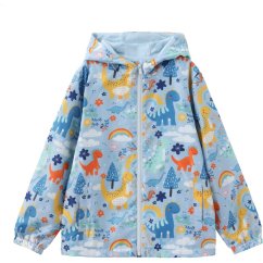 Star Kids' Print Hooded Long Sleeve Rain Anorak AOP