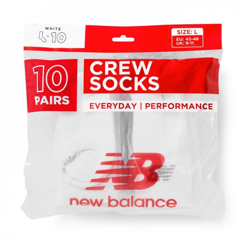 New Balance 10 Pk Cushioned Crew White