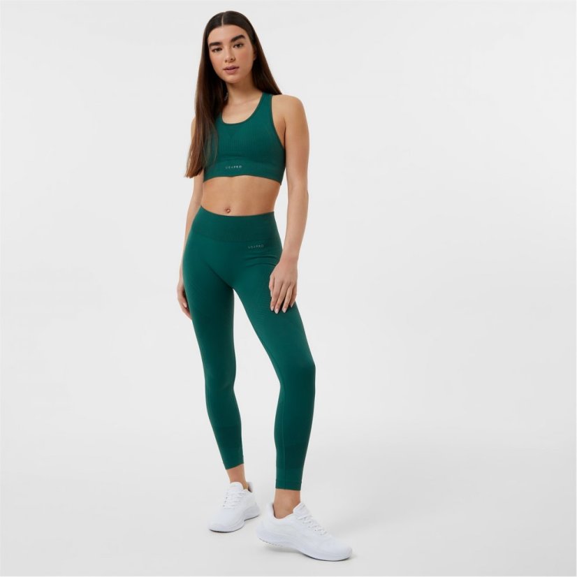 USA Pro Core Seamless Crop Sports Bra Forest Green