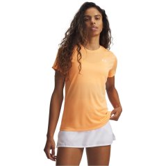 Under Armour Women's Tech Solid Short Sleeve Performance Gym Top Orange/White