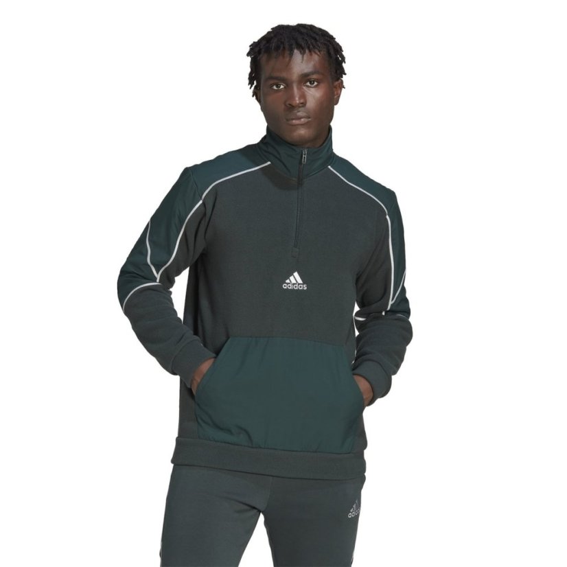 adidas Essentials Reflect-In-The-Dark Polar Fleece Quarte Mens Sgrn/Poli/Hsil