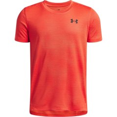 Under Armour Kids' Tech Vent Jacquard Short Sleeve Performance Gym Top Venom Red/Black