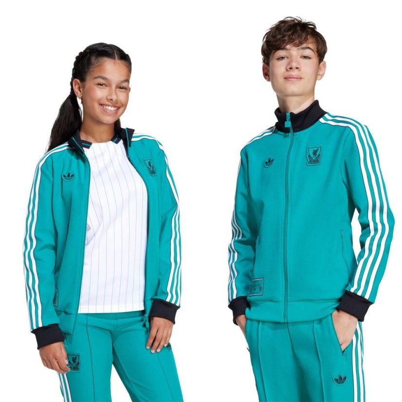 adidas Liverpool Terrace Icons Tracksuit Top Juniors Green
