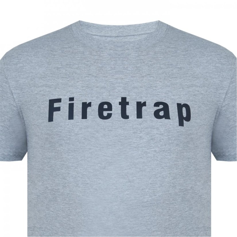 Firetrap Large Logo T Shirt Mens Grey Marl