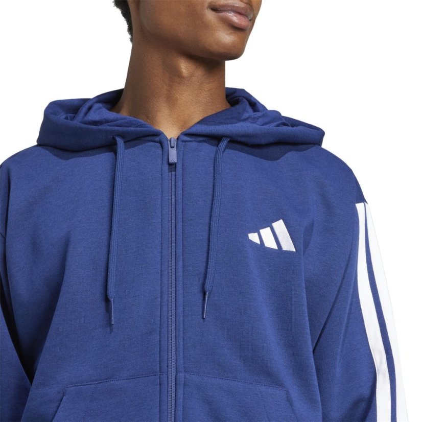 adidas Essentials Fleece 3-Stripes Full-Zip pánska mikina Navy/White
