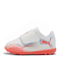 Puma Unisex Kids' Future 8 Play V TT Astro Turf Football Boots Wht-Blk-Glw Red