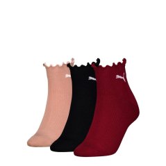 Puma Women Ruffle Quarter 3p Sock Womens Red Combo