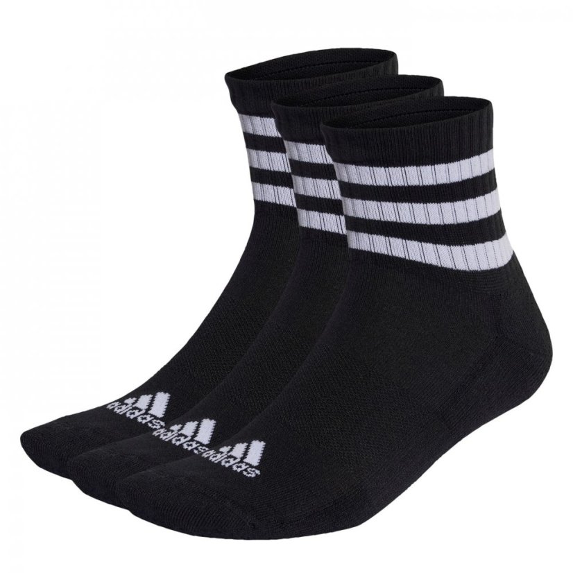 adidas 3 Stripe Quarter Sock 3 Pack Black/White - Veľkosť: 13-14.5
