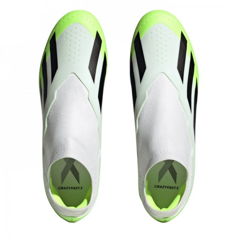 adidas X Crazyfast League Laceless Firm Ground Football Boots Wht/Blk/Lemon