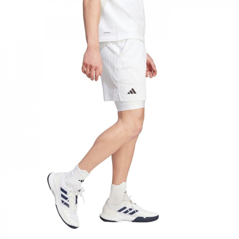 adidas Pro Two-in-One Seersucker Tennis pánske šortky White - Veľkosť: XL