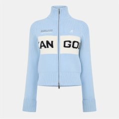 Kangol Logo Turtleneck Rib Knitted Full Zip Cardigan Blue