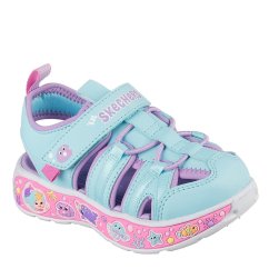 Skechers Close Toe Sandal W Bungee & Strap Flat Sandals Girls Turq/Lavender