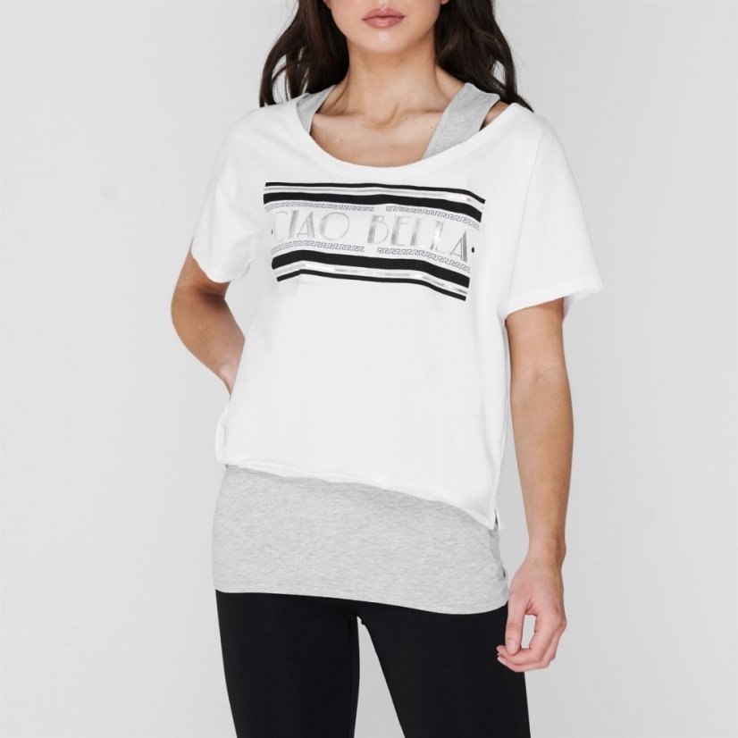 Golddigga Double Layer dámske tričko White/Grey M