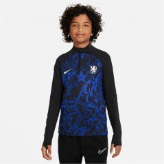 Nike Chelsea Dri-FIT Strike Drill Performance Quarter-Zip Long Sleeve Top Juniors Blue