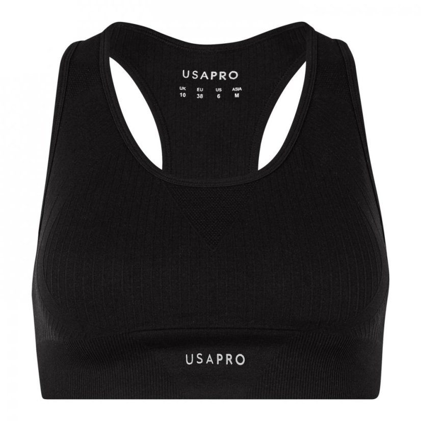 USA Pro Core Seamless Crop Sports Bra Black