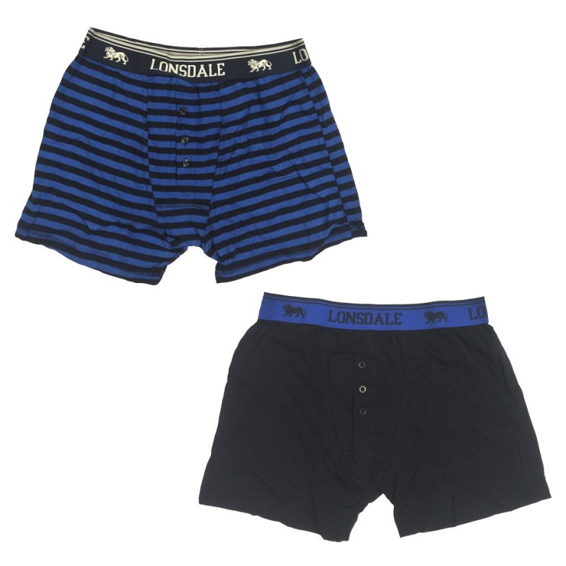 Lonsdale 2 Pack Boxers Mens Navy/Stripe