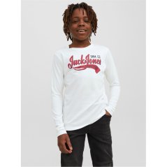 Jack and Jones Long Sleeve Logo T-Shirt Junior Boys Cloud Dancer