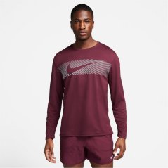 Nike Miler Flash Men's Dri-FIT UV Long-Sleeve Running Top Maroon