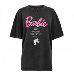 Character Barbie Back Graphic Acid Wash T-Shirt Charcoal Charcoal