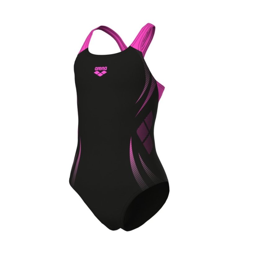 Arena Girls Poseidonia Swim Pro Back Swimsuit Black/Pink
