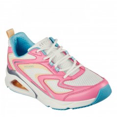 Skechers Mesh & Pop Color Duraleather Lace U Court Trainers Womens Pink/ White/Blu