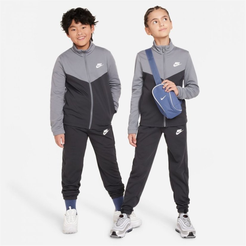 Nike NSW Poly Tracksuit Juniors Grey/Smoke