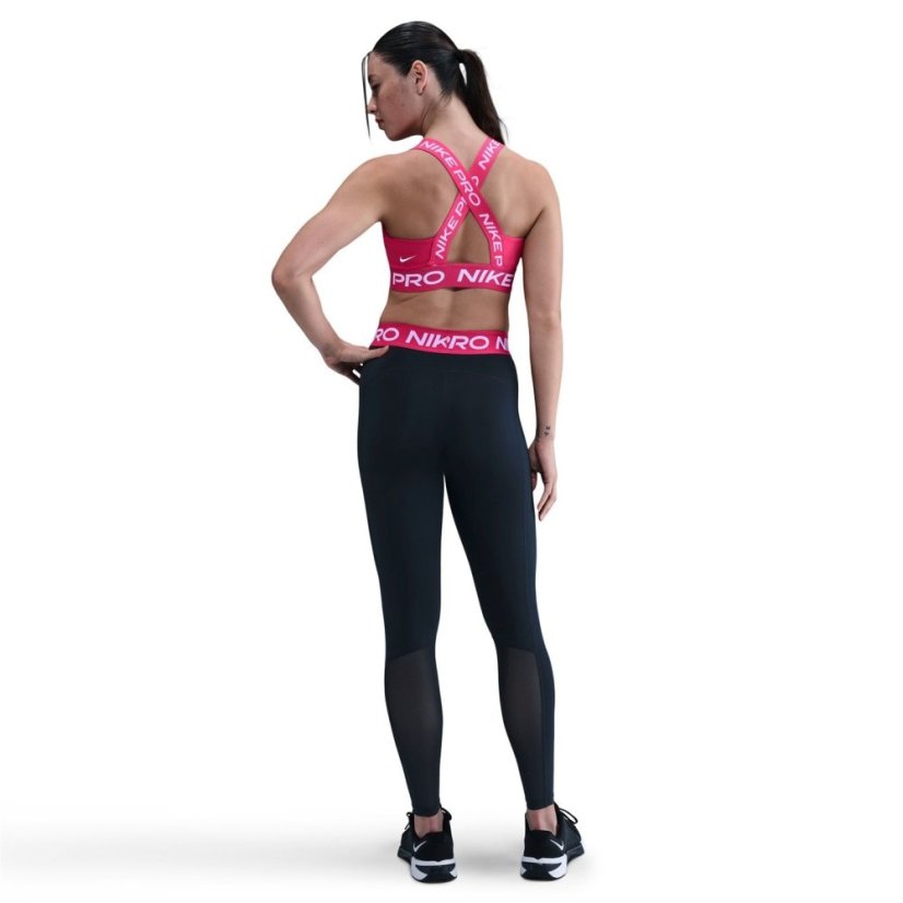 Nike Pro Women's Mid-Rise Mesh-Panelled Leggings Black/Rush Pink