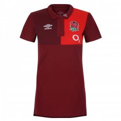 Umbro England Rugby CVC Polo Shirt 2023 2024 Womens Red/Scarlet