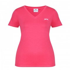 Slazenger V Neck T Shirt Ladies Brt Pink