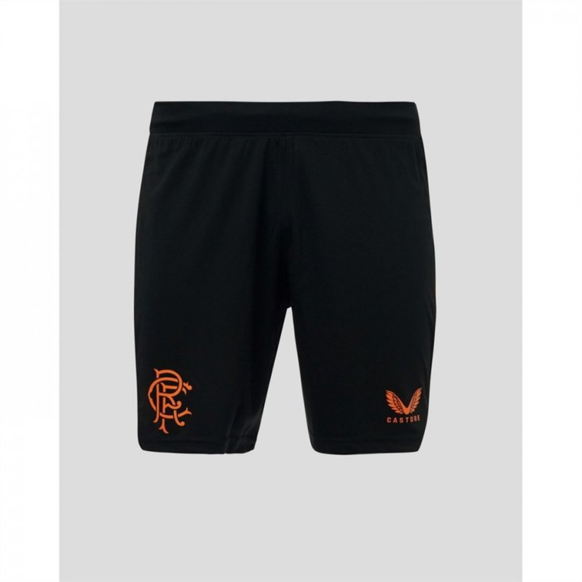 Castore Rangers Football Shorts Adults Black/Orange
