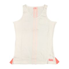 Lonsdale 2 Stripe V Neck Vest Ladies White/FluoPeach