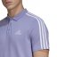 adidas Mens Cotton 3-Stripes Polo Shirt Purple/White