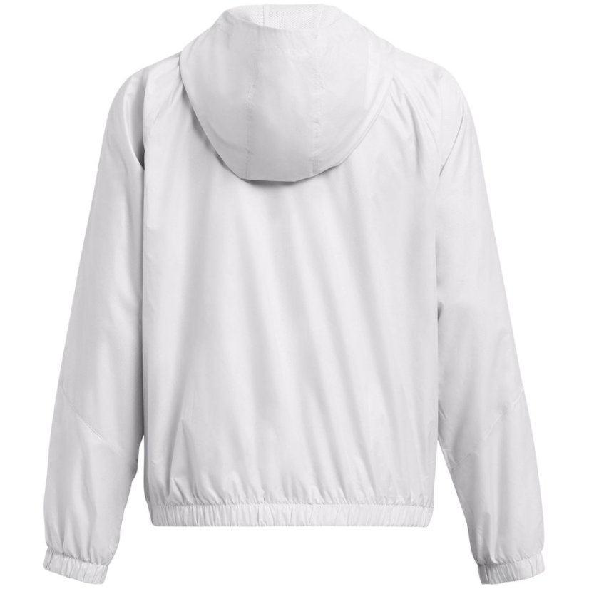 Under Armour Women's Rival Sport Water Resistant Wind Resistant Long Sleeve Hooded Oversized Fit Windbreaker Halo Grey