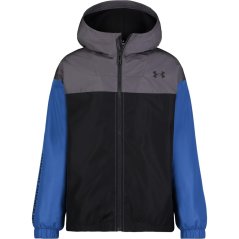 Under Armour Kids' Windbreaker Water-Repellent Windproof Hooded Long Sleeve Rain Anorak Tech Blue/Black