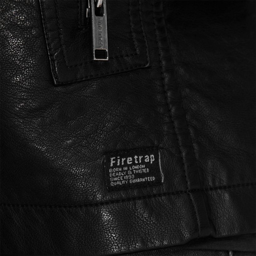 Firetrap Men's Premium Faux Leather Jacket Black