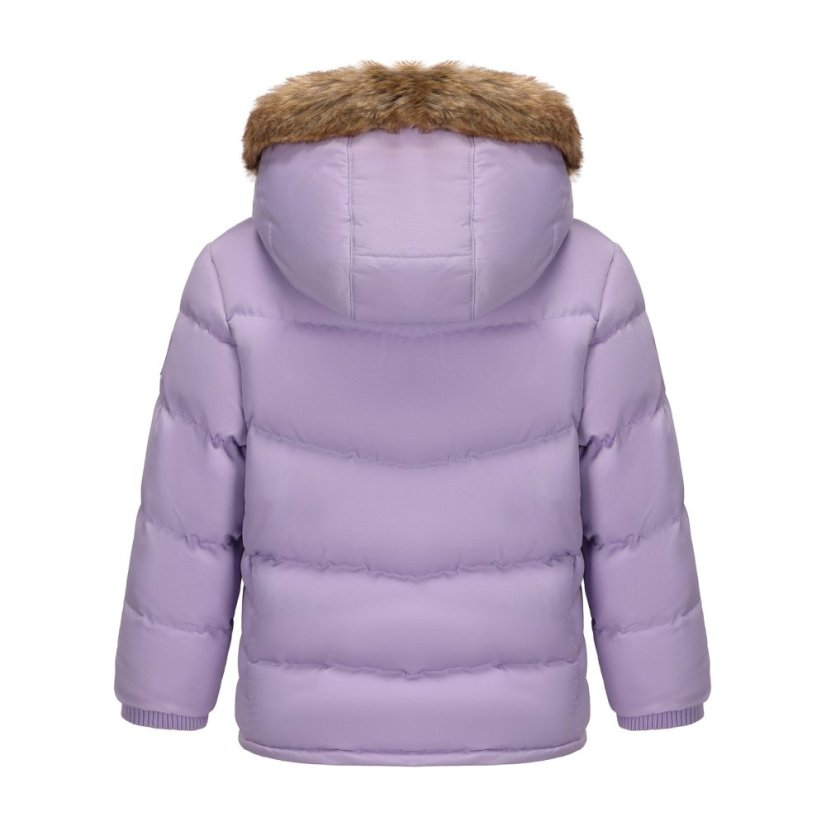 SoulCal Kids' 2 Zip Bubble Hooded Long Sleeve Short Puffer Jacket Purple