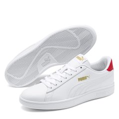 Puma Smash V2 L Low-Top Trainers Boys White/Red