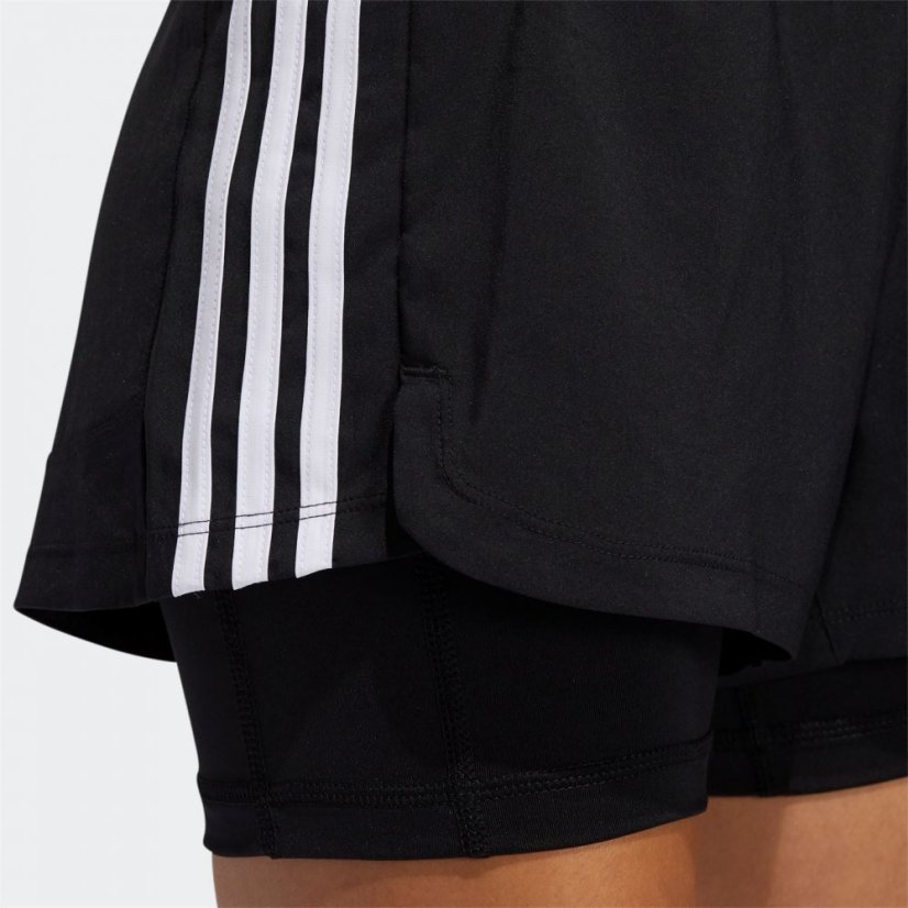 adidas 3-Stripes Woven Two-in-One Shorts Womens Black / White - Veľkosť: 20-22 (XL)