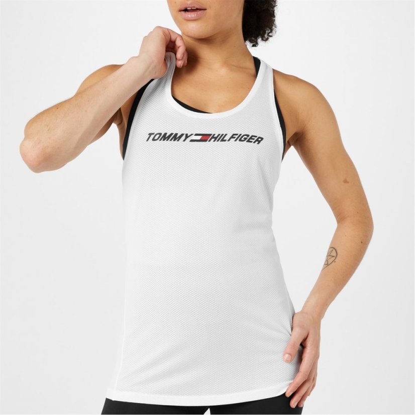 Tommy Sport Graphic Mesh Tank Top Th Optic White