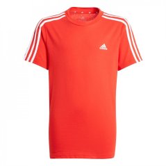 adidas Stripe Essentials T-Shirt Junior Red/White
