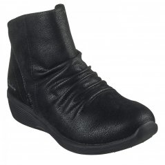 Skechers Adjustable Ruched Vamp Side Zip Boo Heeled Boots Girls Black